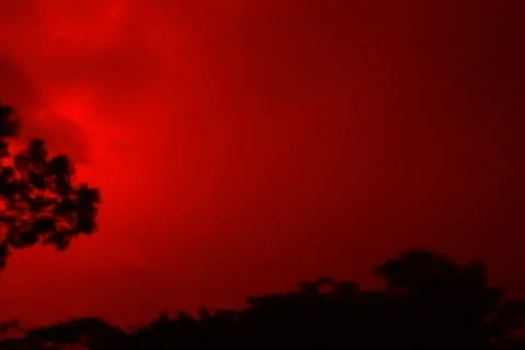 Red Tropical Jungle Thunderstorm cloud to cloud lightning 4x3 Stock Footage 8764170