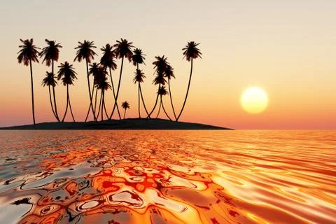 Red tropical sunset Illustrazione stock
