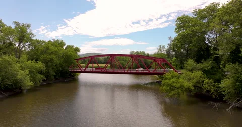 Red Truss Bridge Rosendale Stock Footage 329894816