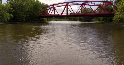 Red Truss Bridge Rosendale Under Stock Footage 329865089
