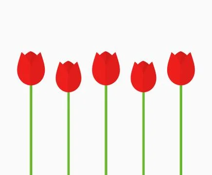 Red tulip flowers background. Vector illustration. Stock Illustration
