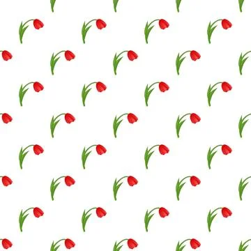 Red tulip flowers creating seamless pattern background Stock Illustration