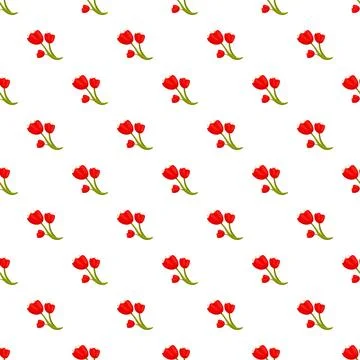 Red tulip pattern creating a floral seamless background 스톡 일러스트