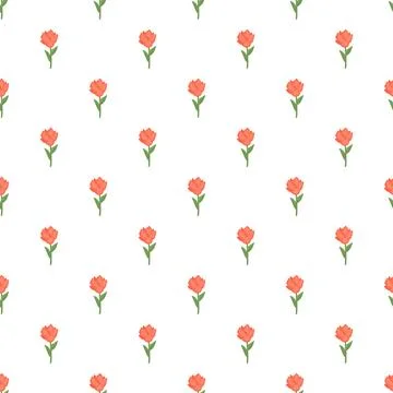 Red tulip pattern creating a floral seamless background Stock Illustration