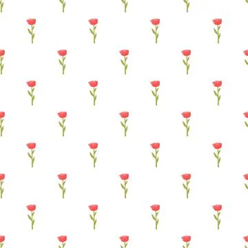 Red tulip pattern creating a seamless floral background Stock Illustration