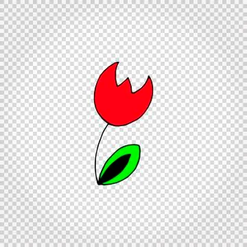 Red tulip. Simple hand drawn vectior illustration. Flower icon Stock Illustration