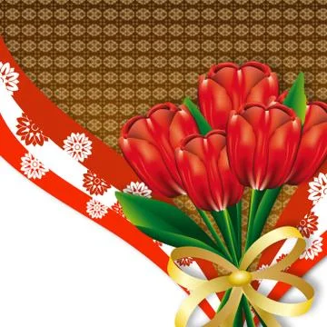 Red tulips card Иллюстрация