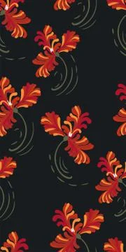 Red tulips seamless pattern vector floral design primitive scandinavian Stock Illustration