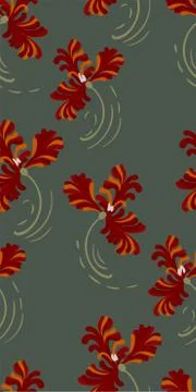 Red tulips seamless pattern vector floral design primitive scandinavian Stock Illustration