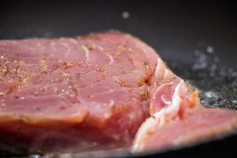 Red tuna in the pan Stock Photos