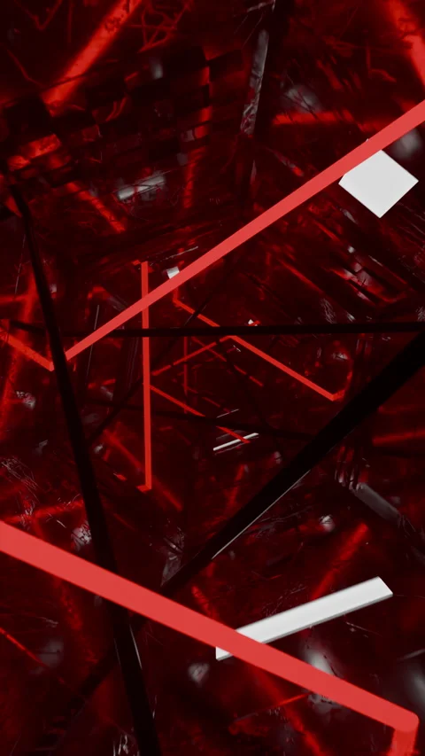 Red tunnel seamless camera rotation, glowing neon tubes vertical VJ loop Stock Footage 280048312