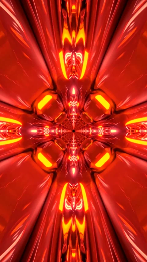 Red tunnel visual loop creating a seamless experience with vibrant patterns.. Stock Footage 320358216