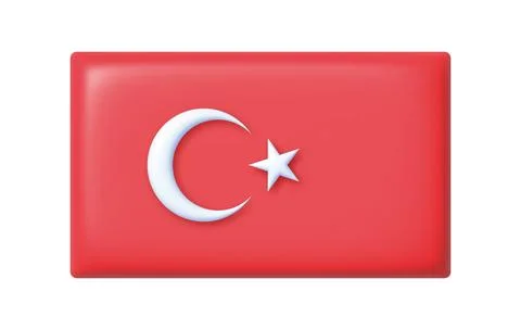 Red Turkey 3d flag on transparent background. Isolated vector illustration Stock Illustration