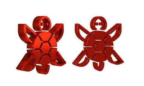 Red Turtle icon isolated on transparent background. イラスト素材