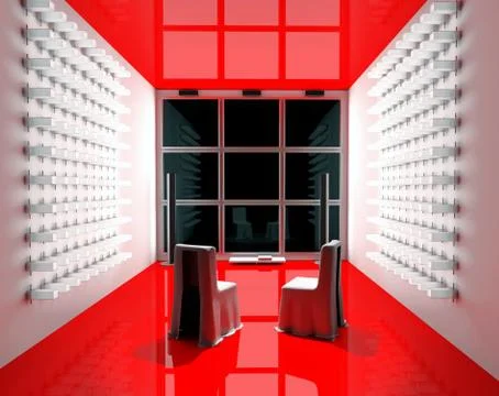 Red tv room Stock Illustration