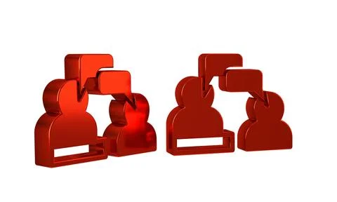 Red Two sitting men talking icon isolated on transparent background. Speech.. Illustrazione stock