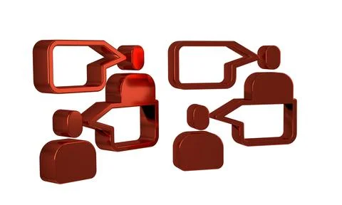 Red Two sitting men talking icon isolated on transparent background. Speech.. Stock Illustration
