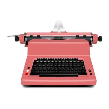 Red typewriter icon, realistic style Stock Illustration