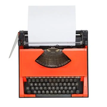 Red typewriter isolated on white Stock Photos