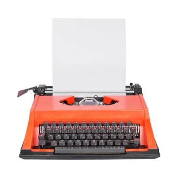 Red typewriter solated on white Stock Photos