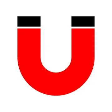 Red U-shaped magnet icon. Vector. Stock Illustration