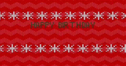 Red ugly sweater with moving snowflakes and Happy Birthday text Stock Footage 222030477