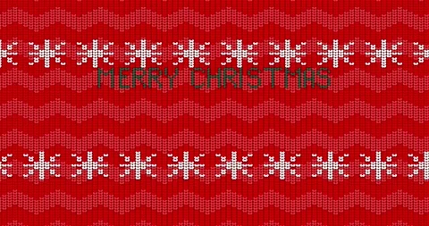Red ugly sweater with moving snowflakes and Merry Christmas text Stock Footage 226502018