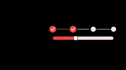 Red UI progress bar animation, horizontal 16:9, black background Stock Footage 346888305
