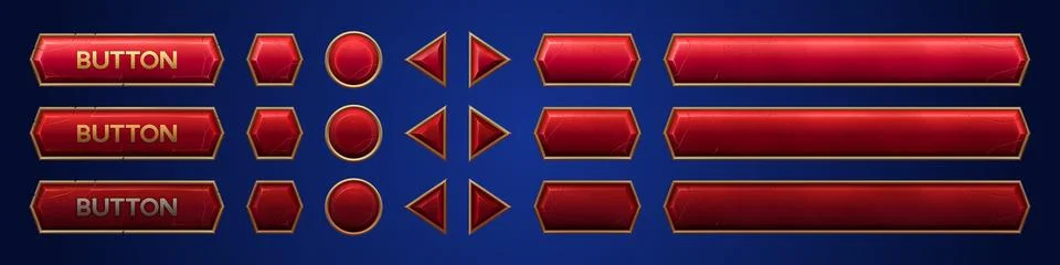 Red ui vector button animation for game interface Stock Illustration