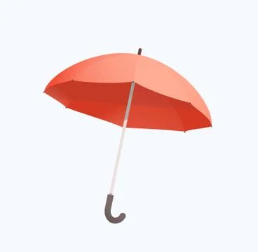 Red umbrella isolated object on white. Flat and realistic design with shades. Stock Illustration