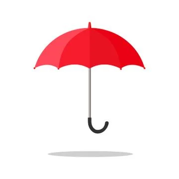 Red umbrella opened separately on a white background. Prevention concepts. Ve Illustrazione stock