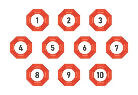 Red Umbrella pattern bullet number Stock Illustration