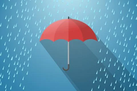 Red umbrella with rain drops Illustration