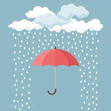 Red umbrella with rain drops Illustration