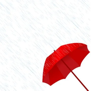 Red umbrella in the rain Stock Illustration