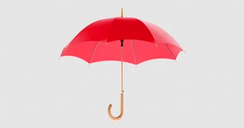 Red umbrella rotation animation seamlessly loopable. 3D rendering isolated .. Stock Footage 324676838