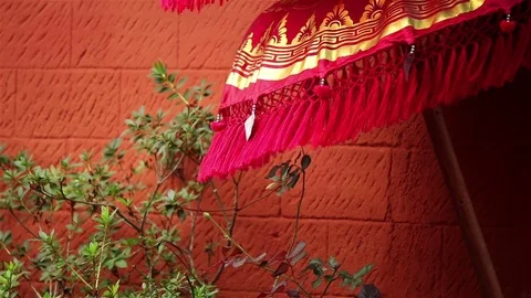 Red umbrella on wind Stock Footage 72471262