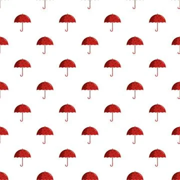 Red umbrellas creating a seamless rain weather pattern 库存插图