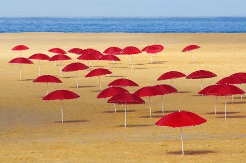 Red umbrellas Stock Photos