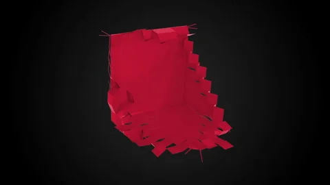 Red Unfolding Box On black background Video stock 244870621