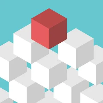 Red unique cube, leadership Stock Illustration