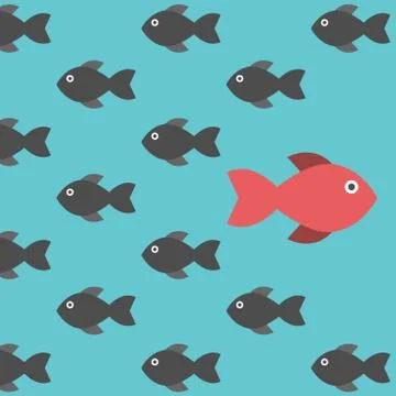 Red unique different fish Stock Illustration