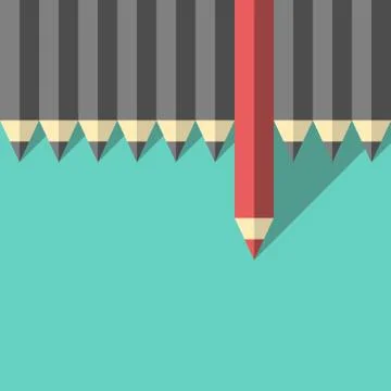 Red unique different pencil Stock Illustration