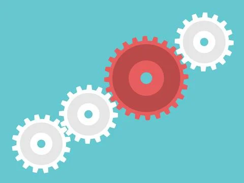 Red unique leader cog Stock Illustration