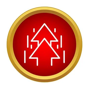 Red upload button with two rising arrows icon Illustrazione stock