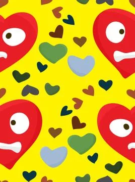 Red Upset Heart Face Pattern 스톡 일러스트