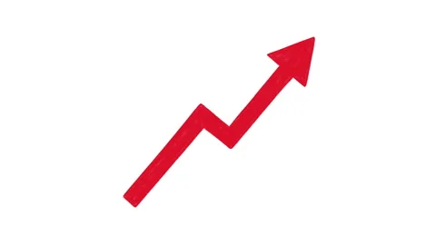 Red upward trend arrow, hand drawn doodle animation on a white background Stock Footage 277843931