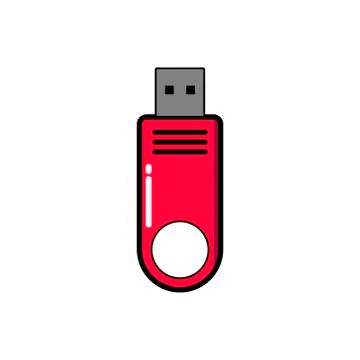 Red usb flash disk icon. Symbol, logo illustration for mobile concept and web Stock Illustration