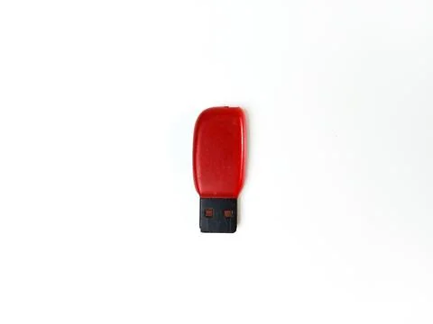 Red USB flash drive isolated on white background Stock Photos