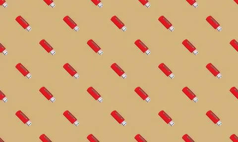 Red usb flash drives pattern on beige background Stock Illustration
